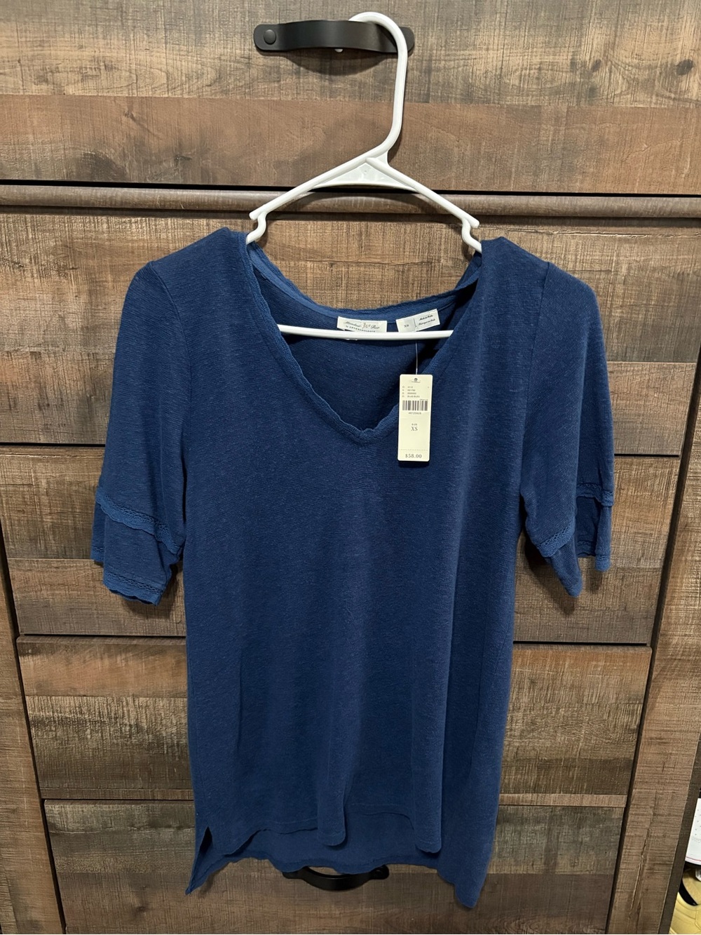 Meadow Rue Navy V-Neck Short Sleeve Tee